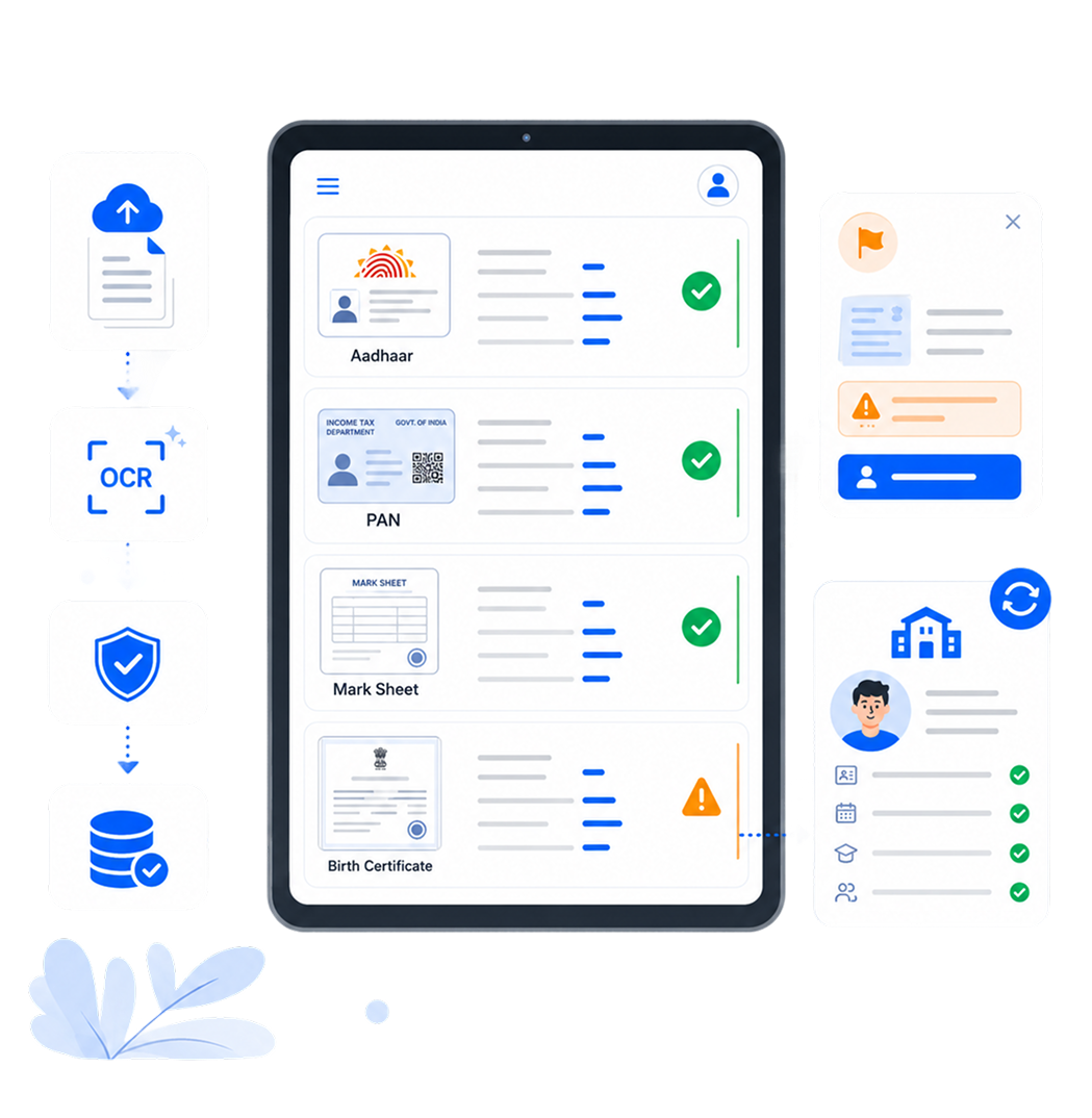 QuickEnroll document verification with extracted fields