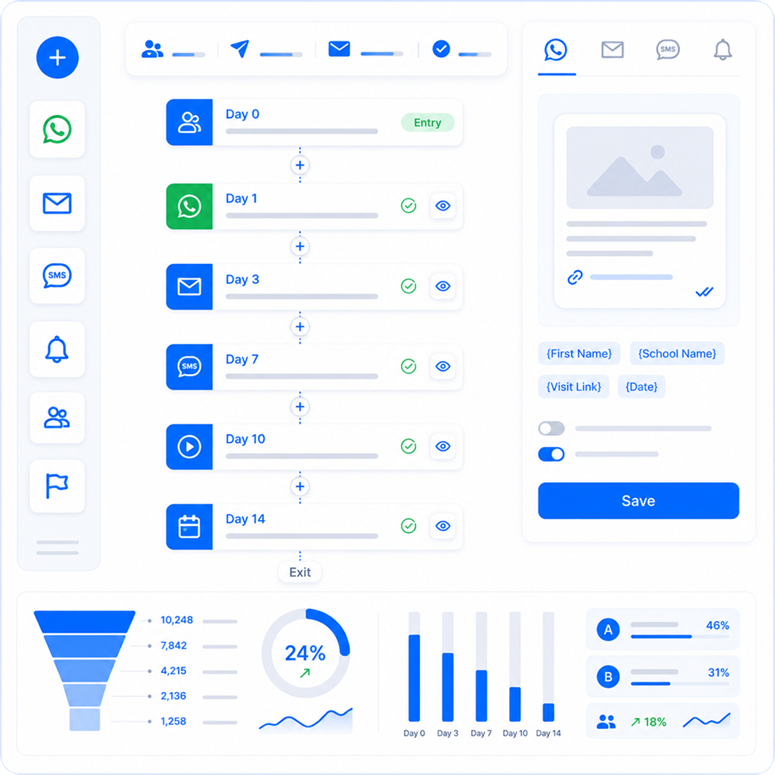 QuickEnroll nurture flow builder