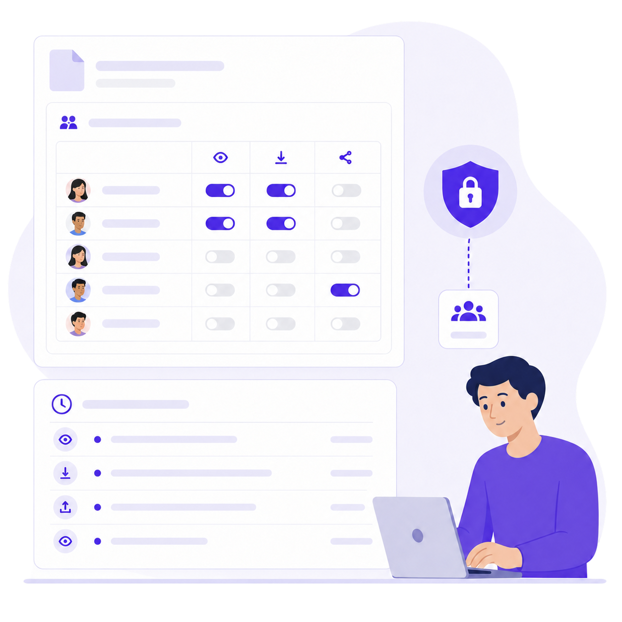 Supervault per-person access grid and access log